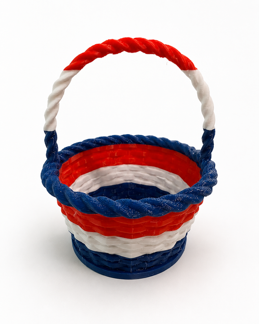 4th of July Mini Basket | Red White Blue Patriotic Basket | Mini Gift Basket | July 4th Party Decor | Handmade 3D Printed