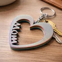 Personalized Mom Heart Keychain – 3D Printed PLA Plastic Gift