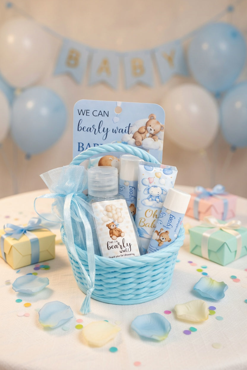 Blue Baby Shower Favor Basket